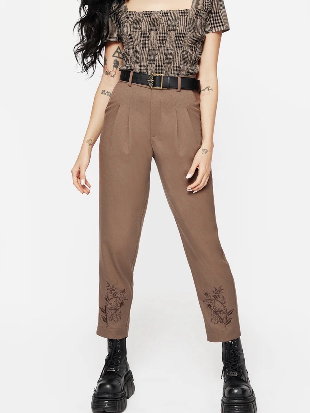 Disturbia Hazel Embroidered Slim Tailored Trousers